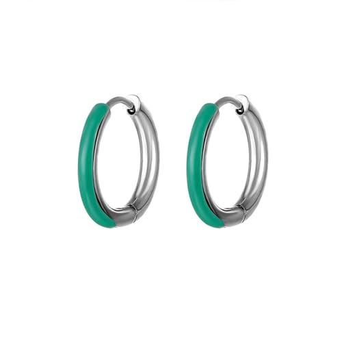 Whoiy Silber Ohrringe Damen 12mm, Edelstahl Frauen Creolen Ohrringe Emaille Ohrschmuck Kleines Geschenk von Whoiy