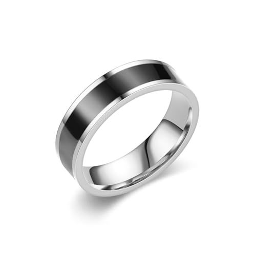 Whoiy Silber Partner Eheringe Emaille, Männer Hochzeit Ringe 6MM Edelstahl Ringe mit Gravur Größe 52 (16.6) von Whoiy