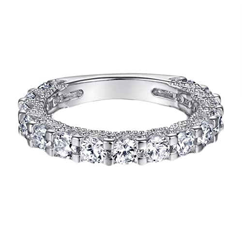 Whoiy Silber Ringe 925 Frauen mit Rund Zirkonia, Ringe Unikate Valentinstag Personalisierte Geschenke Zeitloses Design Silber Gr.54 (17.2) von Whoiy