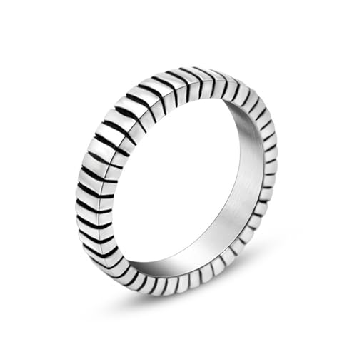 Whoiy Silber Ringe Männer Punk 4MM, Freundschaftsring Hip Hop Edelstahl Verlobungsringe Und Eheringe für Ihn mit Gravur Größe 62 (19.7) von Whoiy