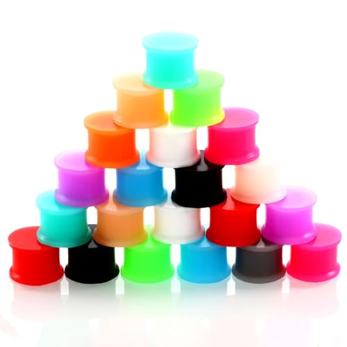 Whoiy Silikon 12 Paare Tunnel Piercing-Schmuck-Set Mehrfarbig 25mm Double Flared Flesh Tunnel Plugs Ohr Piercing für Herren Damen Whoiy Silikon 12 Paare Tunnel Piercing-Schmuck-Set Mehrfarbig 25mm Double Flared Flesh Tunnel Plugs Ohr Piercing für Herren Damen von Whoiy