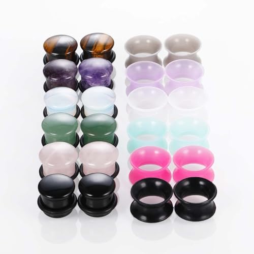 Whoiy Silikon Stein Mehrfarbig Ohr Tunnel Expander 16mm 24er Double Flared, Herren Damen Ohr Expander Piercing Schmuck Whoiy Silikon Stein Mehrfarbig Ohr Tunnel Expander 16mm 24er Double Flared, Herren Damen Ohr Expander Piercing Schmuck von Whoiy
