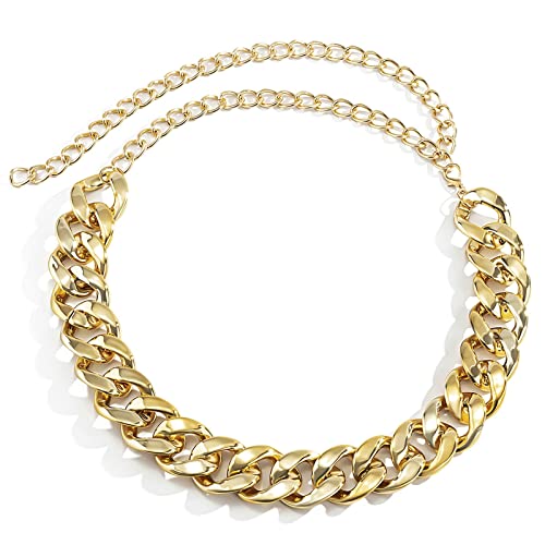 Whoiy Taille Kette Damen, Körperkette Gold Gürtel Vergoldet Bordstein Dicke Panzerkette Körperketten 105Cm Sommer Körperschmuck Zubehör für Frauen von Whoiy