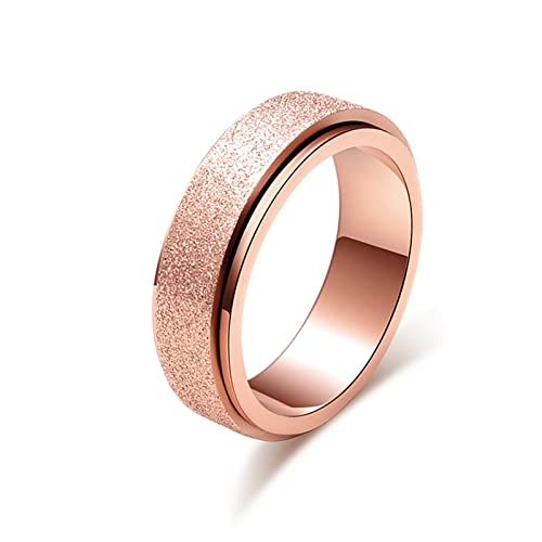 Whoiy Titan Ringe Damen, Anxiety Ring Edelstahl Roségold Mattierter Drehbarer Ring für Männer 60 (19.1) Kostenlos Gravieren von Whoiy