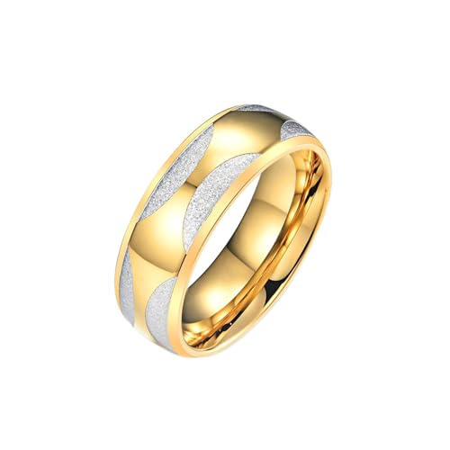 Whoiy Titanringe Eheringe Gravur Edelstahlring Matt 8MM Personalisiert Ringe Vergoldet Bandringe für Männer Größe 67 (21.3) von Whoiy