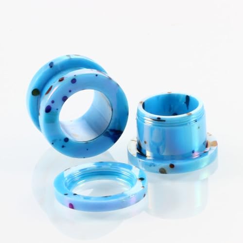 Whoiy Tunnel Plugs Ohr Acryl 2er Double Flared, Fleisch Tunnel Stretcher Piercings Expander 10mm Hellblau Screw Fit für Männer Frauen von Whoiy