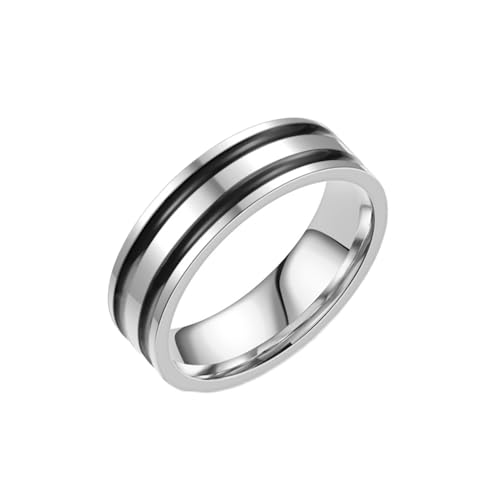 Whoiy Unisex Ringe Schwarz Emanel Edelstahl, Silber Trau Und Eheringe Poliert Eheringe Verlobungsringe 6MM Personalisiert Gravur für Größe 62 (19.7) von Whoiy