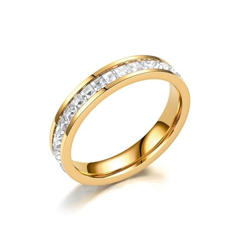 Whoiy Vergoldet Ausgefallene Verlobungsringe Ewigkeit mit Zirkonia, Damen Ringe Verlobungsringe 4MM Edelstahl Ringe mit Gravur Größe 65 (20.7) von Whoiy