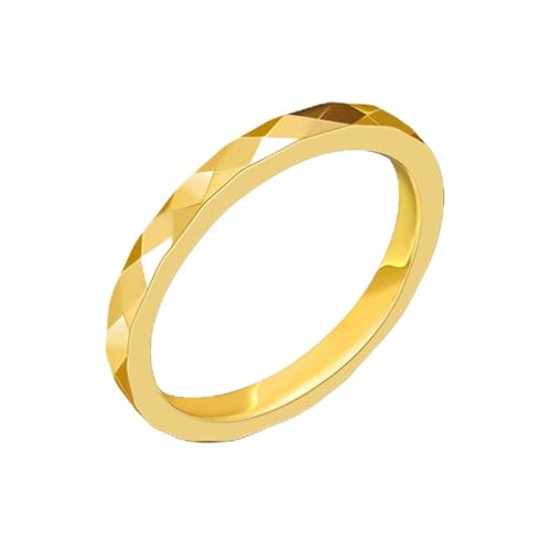 Whoiy Verlobungs Ring Gold mit Gravur, Edelstahl Ringe Poliert Schlicht Band Eheringe Verlobungsring 3.5MM für Frauen Größe 52 (16.6) von Whoiy