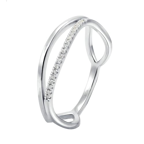 Whoiy Verlobungsring Damen 585 Echt, Runder Schnitt Zierlich Diamant Eheringe Trauringe Weissgold 14 Karat Hochzeitsringe für Frauen Großer 61 (19.4) von Whoiy