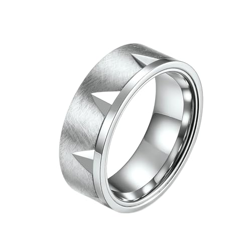 Whoiy Verlobungsring und Ehering Gravur Edelstahlring Matt Schmucklos 8MM Personalisiert Ringe Silber Eheringe Freundschaftsringe für Männer Größe 74 (23.6) von Whoiy