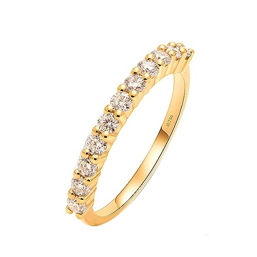 Whoiy Verlobungsringe Gelbgold 750, Damen Ehering 0.03ct Labor Diamanten Hochzeit Ring Stapelbar Hochzeitsring Echtgold 18K für Frauen Gr 51 (16.2) von Whoiy