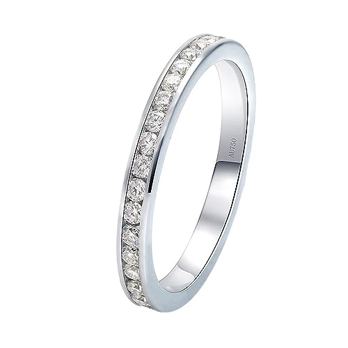 Whoiy Verlobungsringe Gold 750, 0.01ct Moissanite Hochzeit Ehering Damen Ewigkeit Echt 18 Karat Weißgold Trauring für Frauen Gr. 57 (18.1) von Whoiy