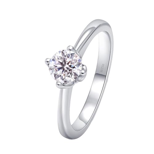 Whoiy Verlobungsringe Gold 750, 0.3ct Moissanite Hochzeit Ehering Damen Solitär Echt 18K Weissgold Trauring für Frauen Gr. 60 (19.1) von Whoiy