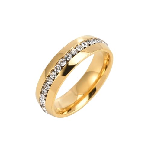 Whoiy Verlobungsringe zum Valentinstag Edelstahl mit Gravur Ewigkeit Zirkonia 6MM Personalisiert Ringe Gold Damenring Ausgefallene Eheringe Größe 57 (18.1) von Whoiy