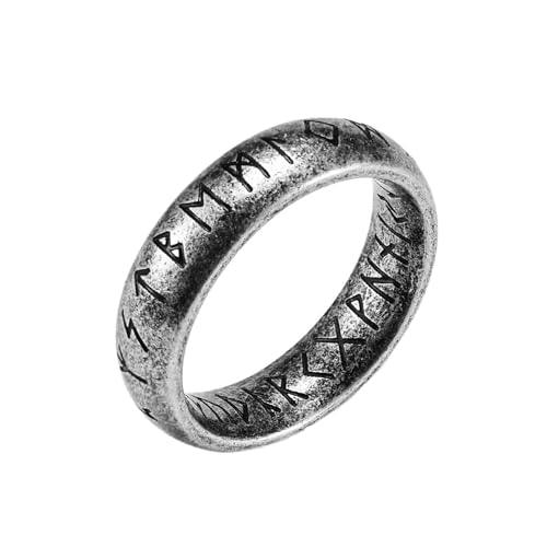 Whoiy Vintage Silber Ringe Herren Wikinger 6MM, Trauringe Verlobungsringe Partnerringe Hip Hop Edelstahl Ausgefallene Trauringe für Ihn Größe 60 (19.1) von Whoiy