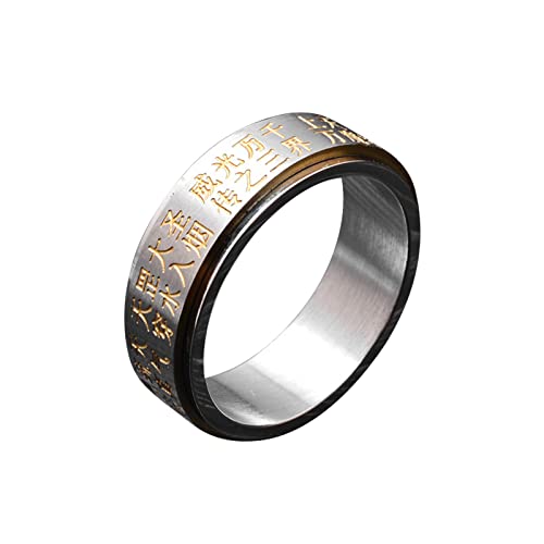 Whoiy Ying Yang Ring, Spinner Ring Edelstahl Gold Yin Yang Rune Religiöser Drehbarer Ring für Männer 60 (19.1) Kostenlos Gravieren von Whoiy