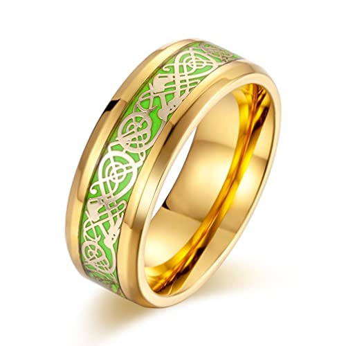 Wikinger Ring Damen, Midi Ring Edelstahl Gold Nibelungen-Wikingerring für Frauen 54 (17.2) Kostenlos Gravieren von Whoiy