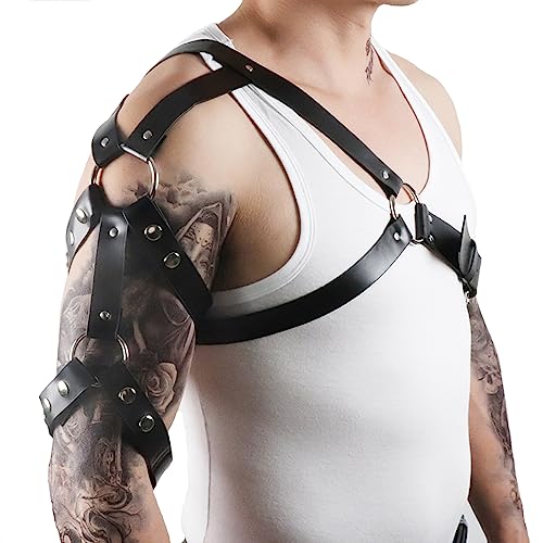 Wholede Männer Verstellbare Leder Brust Body Brust Harness Geschirr Punk Gothic Fetisch Bandage Kostüme Herren Cosplay Party Kostüme Sexy Sklave Clubwear von Wholede