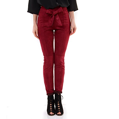 Wholefashion Velourlederoptik Hose Wildleder Optik Hight Waist EDEL (Wine) von Wholefashion