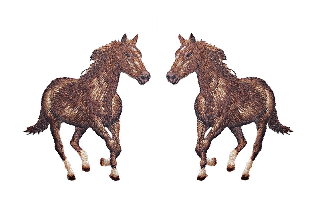 Braunes Pferd - Links Oder Rechts Laufend Aufnäher Zum Aufbügeln von WholesaleApplique