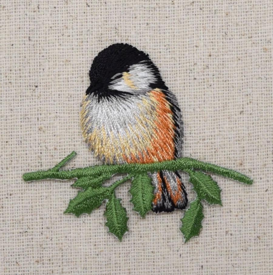 Chickadee Vogel, Sitzend Auf Ast, Gestickt, Aufnäher Zum Aufbügeln von WholesaleApplique