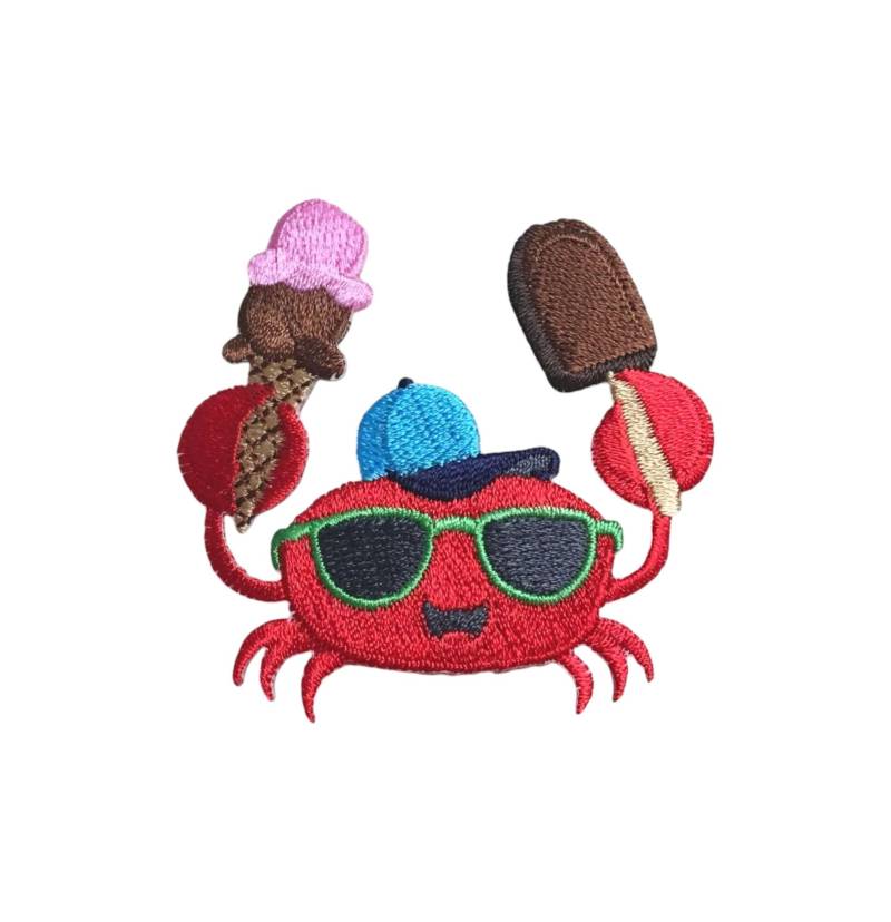 Rote Krabbe - Eis/Sonnenbrille Aufnäher Zum Aufbügeln Gestickter 697206-A von WholesaleApplique