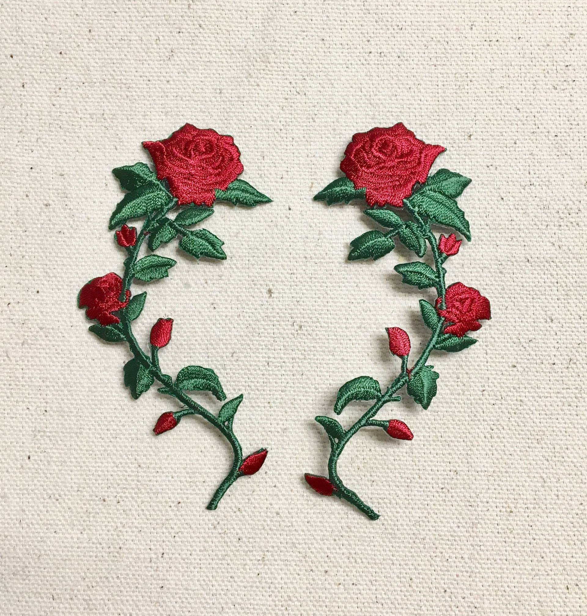 Small - Rote Rose Offene Blütenblätter Auf Langem Stiel Blumen Nach Links Oder Rechts Applikation Zum Aufbügeln Gestickter Aufnäher 697243 Small - Rote Rose Offene Blütenblätter Auf Langem Stiel Blumen Nach Links Oder Rechts Applikation Zum Aufbügeln Gestickter Aufnäher 697243 von WholesaleApplique