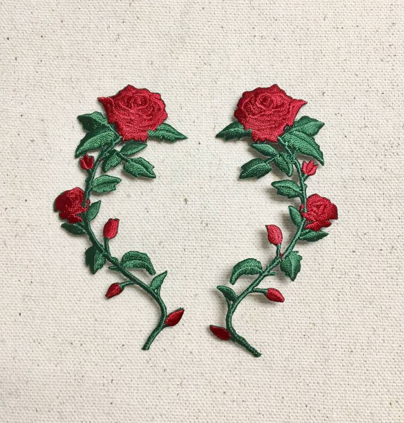 Small - Rote Rose Offene Blütenblätter Auf Langem Stiel Blumen Nach Links Oder Rechts Applikation Zum Aufbügeln Gestickter Aufnäher 697243 Small - Rote Rose Offene Blütenblätter Auf Langem Stiel Blumen Nach Links Oder Rechts Applikation Zum Aufbügeln Gestickter Aufnäher 697243 von WholesaleApplique