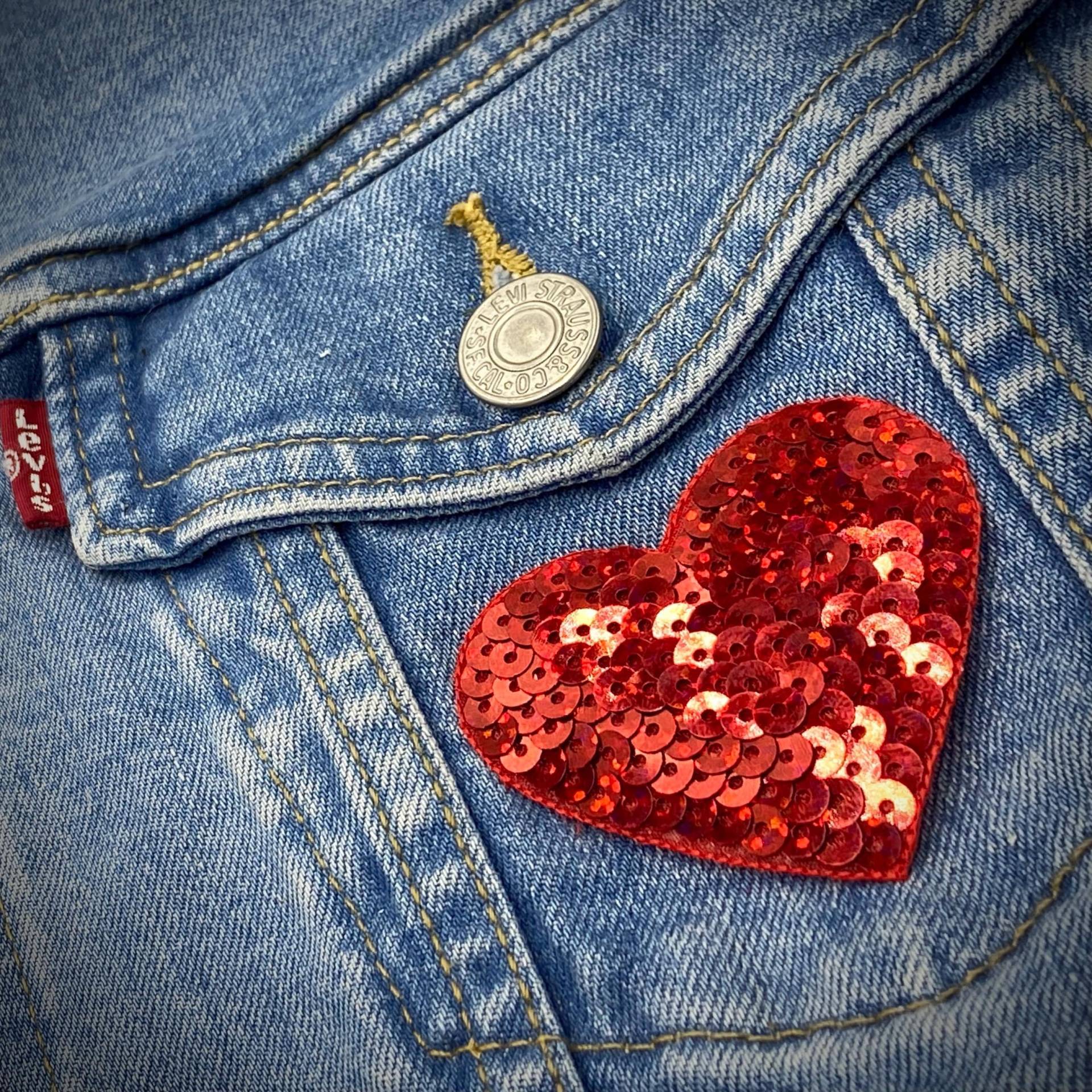 Valentine Rotes Paillettenherz, Bügelbild von WholesaleApplique