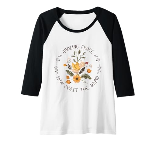 Damen Amazing Grace Christliche Hymne Boho Bird Raglan Damen Amazing Grace Christliche Hymne Boho Bird Raglan von WholesomePrints
