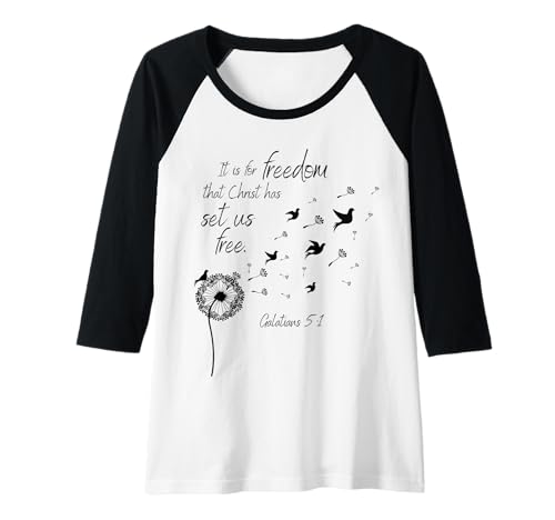Damen Christus hat Uns für die Freiheit befreit Galater 5:1 Raglan von WholesomePrints