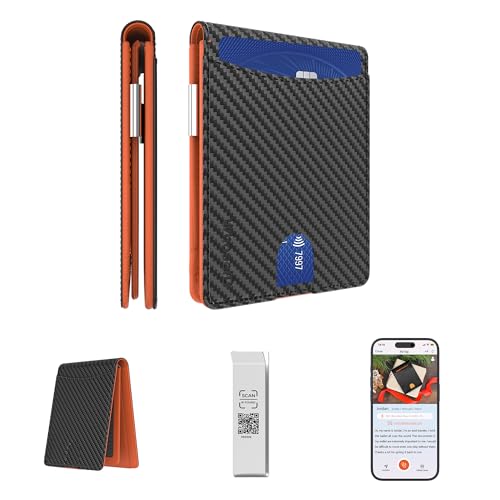 Herren RFID Blocking Bifold Wallet Slim Minimalist Front Pocket Wallet mit Anti-Verlust-QR-Code Geldklammer 11+ Kartenfächer 2 Clear ID Fenster Herren Kreditkartenetui mit Geschenkbox, Carbon & Herren RFID Blocking Bifold Wallet Slim Minimalist Front Pocket Wallet mit Anti-Verlust-QR-Code Geldklammer 11+ Kartenfächer 2 Clear ID Fenster Herren Kreditkartenetui mit Geschenkbox, Carbon & von WhoseID