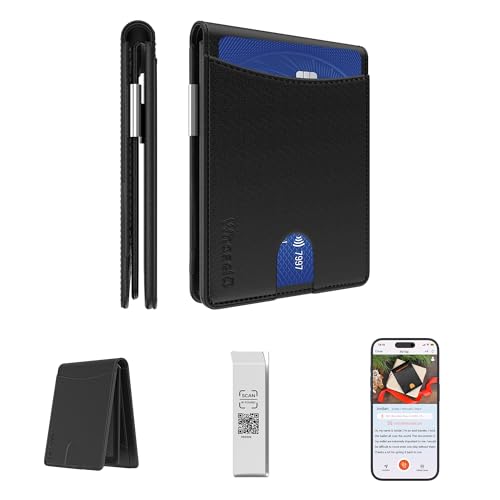 Herren RFID Blocking Bifold Wallet Slim Minimalist Front Pocket Wallet mit Anti-Verlust-QR-Code Geldklammer 11+ Kartenfächer 2 Clear ID Fenster Herren Kreditkartenetui mit Geschenkbox, Schwarz, Herren RFID Blocking Bifold Wallet Slim Minimalist Front Pocket Wallet mit Anti-Verlust-QR-Code Geldklammer 11+ Kartenfächer 2 Clear ID Fenster Herren Kreditkartenetui mit Geschenkbox, Schwarz, von WhoseID