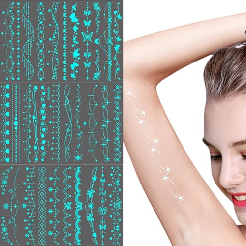 Aufkleber Für Kinder | Leuchtsterne Wasserfeste Glow Deko - Körperkunst Für Halloween Hochzeit Cosplay Pool Karneval Erwachsene Geburtstag Strandparty Körperstellen von Whrcy