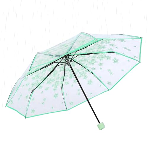 Blumen-Regenschirm mit klarer Kuppel, transparenter Regenschirm für Hochzeiten - Hochzeitsschirm mit Blumenmuster und Kuppelabdeckung | Transparentes, faltbares, großes, wind- und regensicheres Whrcy von Whrcy