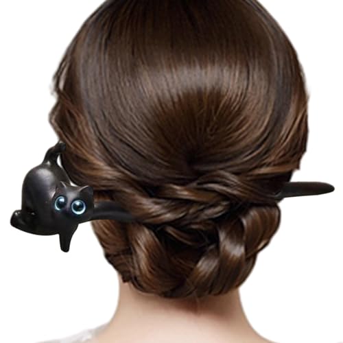 Ebenholz Haarstab Haarstab Ebenholz Haarstäbchen Katze Haarnadel Ebenholz Haarnadel Ebenholz Haarnadel Schwarz Zärtlichkeit Haar Stöcke Whrcy von Whrcy