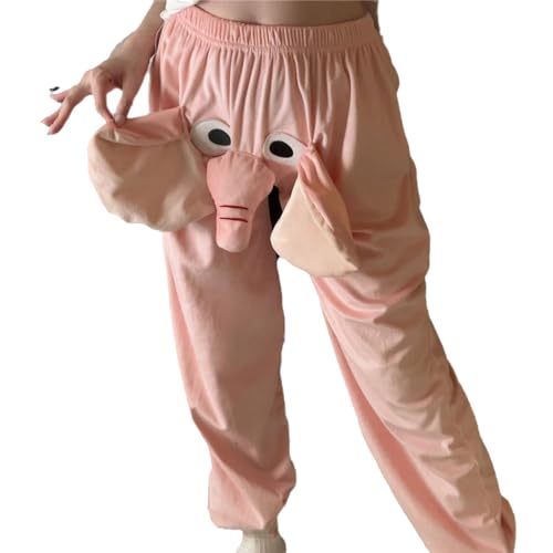 Flanell-Elefant-Pyjama,Cartoon-Elefant-Shorts - Elefanten-Homewear-Nachtwäsche mit großer Nase und Ohren - Süße Elefanten-Tierhose, Paar-Hauskleidung für Winter, Weihnachten Whrcy von Whrcy