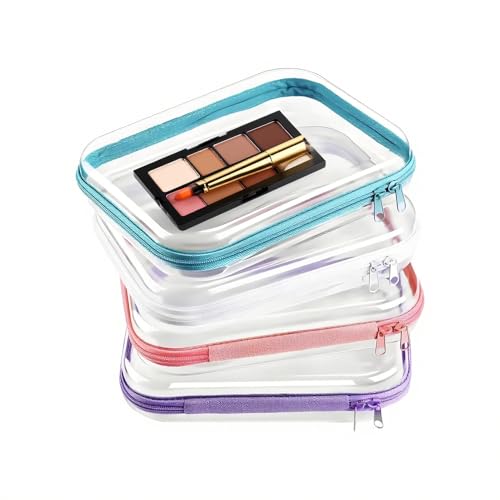 Klarer Make-up-Beutel - Klare Kosmetiktaschen mit Reißverschluss | 4 Stück Reiseorganizer Für Toilettenartikel Stifteetui Damen Reisezubehör Outdoor Camping Strandurlaub Badezimmer von Whrcy