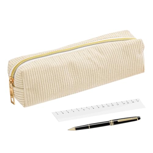 Whrcy Federmäppchen Organizer | Federmäppchen für Teenager Mädchen,Großes Fassungsvermögen Cordstoff Einfarbige Tasche für Schreibwaren Marker Radiergummis Stifte Lineal Notizblock von Whrcy