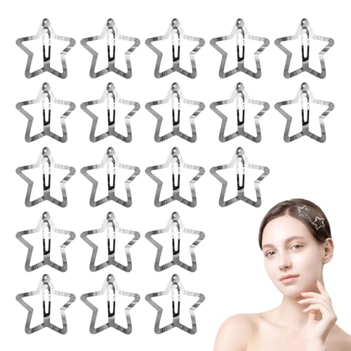 Whrcy Haarspangen Stern, Metallstern-Haarspangen | Stilvolle bunte Stern-Haarspange,20 x Stern-Haarspangen, Snap-Stern-Haarspangen, niedliche Metall-Stern-Clips für Mädchen von Whrcy