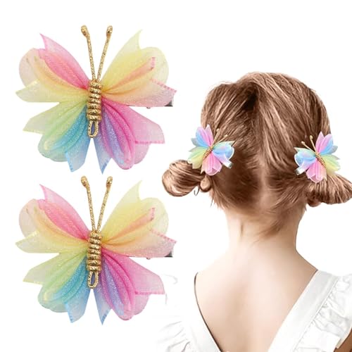 Whrcy Schleife Haarspange, Schleifenspangen,2 Stück Entenschnabel-Haarnadel, Tüll-Mesh-Haarklammern | Rutschfeste Haar-Styling-Ästhetik-Accessoires, Teenager-Frauen-Haar-Accessoires, von Whrcy