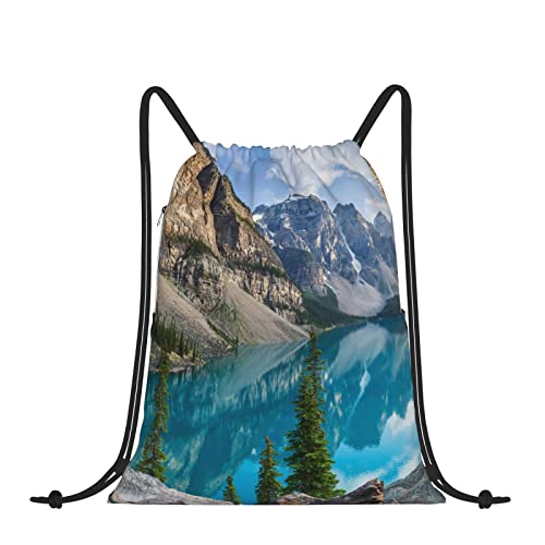 Italien toskanische Tasche mit Kordelzug für Männer und Frauen, Turnbeutel, wasserdicht, Strandtasche, mit Tasche für Fitnessstudio, Einkaufen, Sport, Yoga, Rocky Mountains, One size von Whuanlo