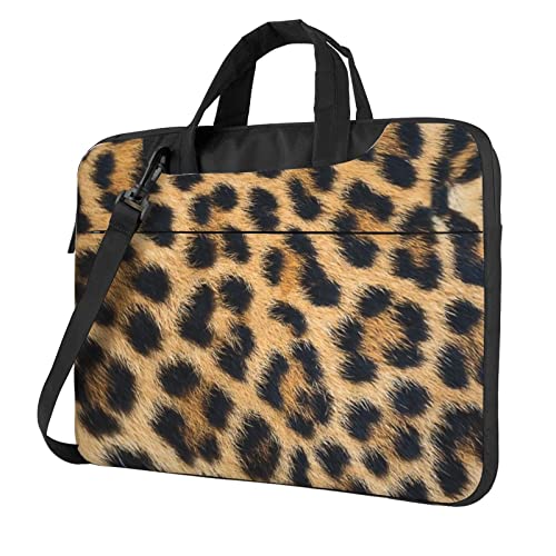 Laptoptasche mit Leopardenmuster, 33-39,6 cm (13-15,6 Zoll), Laptoptasche, Computer-Aktentasche mit Schultergurt für Damen und Herren, Schwarz , 40 cm von Whuanlo