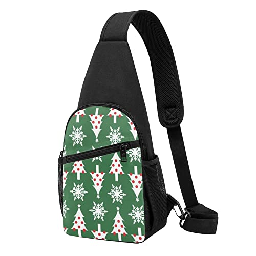 Schultertasche mit Weihnachtsbaum-Muster, Brusttasche, Schultertasche, Crossbody-Tasche, lässiger Tagesrucksack, Radfahren, Wandern, Reisen für Männer und Frauen, Weihnachtsbaummuster, Einheitsgröße von Whuanlo