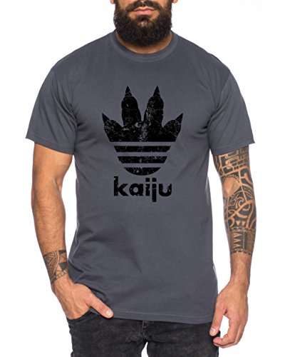 Adi Kaiju Herren T-Shirt Gojira Godzilla Japan Nippon Kaiju Kanji Tokyo, Farbe:Dunkelgrau;Größe:L von WhyKiki