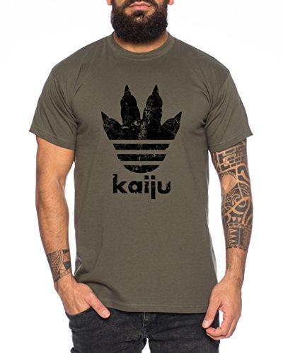 Adi Kaiju Herren T-Shirt Gojira Godzilla Japan Nippon Kaiju Kanji Tokyo, Farbe:Khaki;Größe:L von WhyKiki