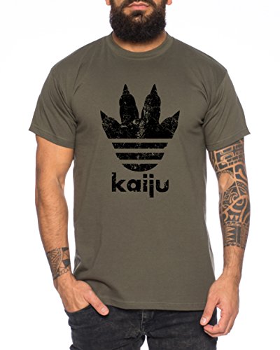 Adi Kaiju Herren T-Shirt Gojira Godzilla Japan Nippon Kaiju Kanji Tokyo, Farbe:Khaki;Größe:XL von WhyKiki