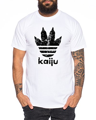 Adi Kaiju Herren T-Shirt Gojira Godzilla Japan Nippon Kaiju Kanji Tokyo, Farbe:Weiß;Größe:S von WhyKiki
