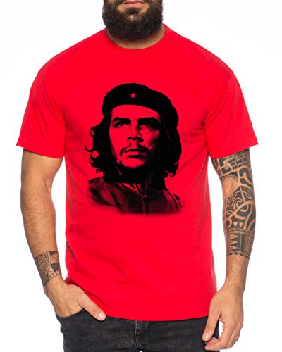 WhyKiki Herren T-Shirt Kuba Guevara Revolution Guevara, Rot, L von WhyKiki